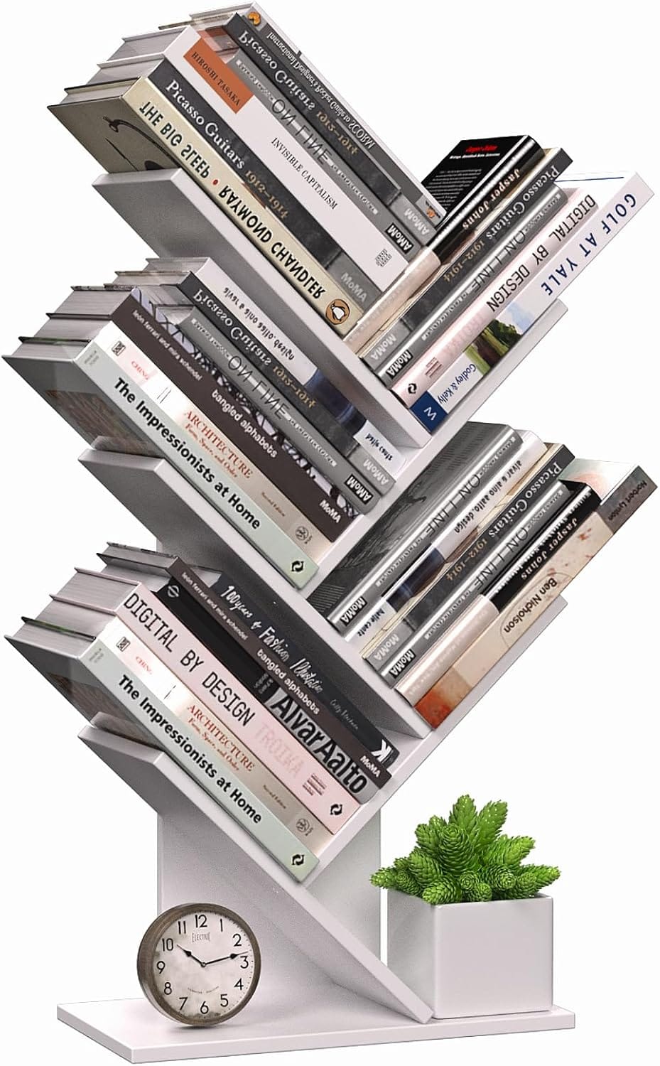 5 Tier Bookshelf Storage Rack White 17x60x27cm