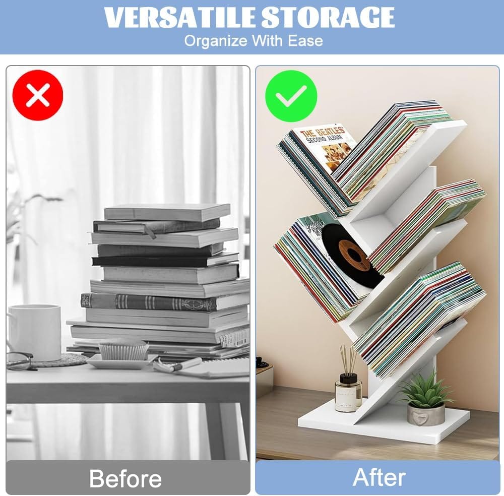 5 Tier Bookshelf Storage Rack White 17x60x27cm