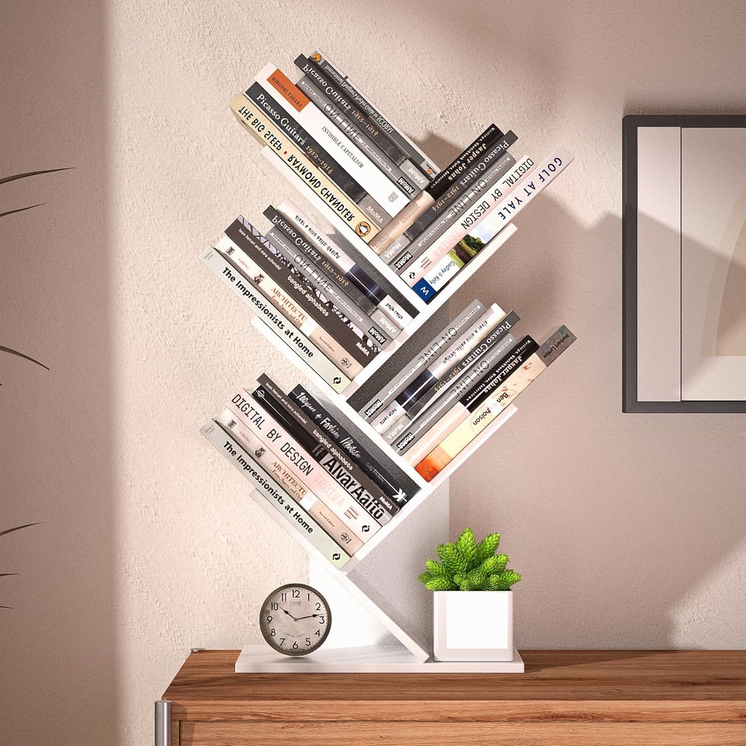 5 Tier Bookshelf Storage Rack White 17x60x27cm