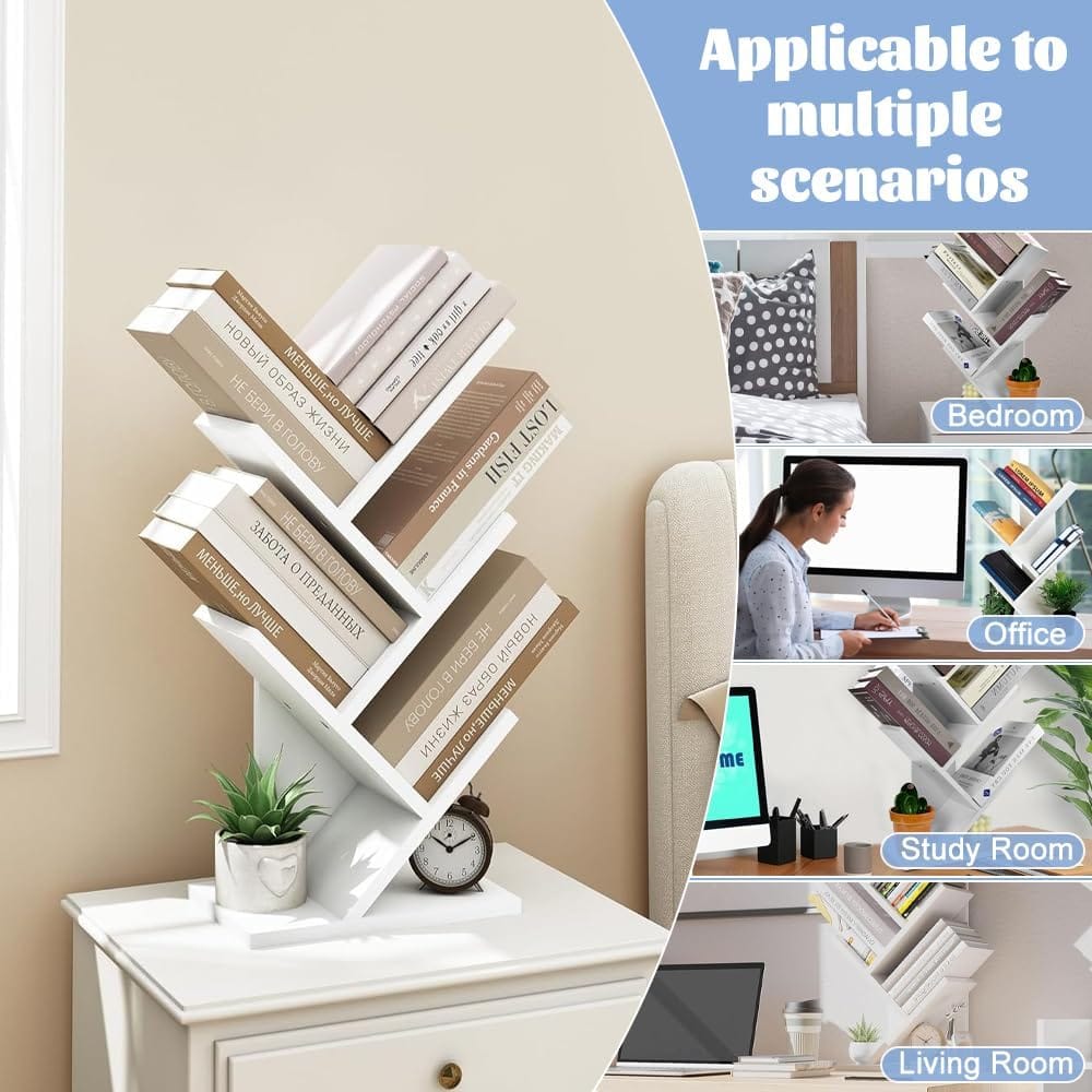 5 Tier Bookshelf Storage Rack White 17x60x27cm