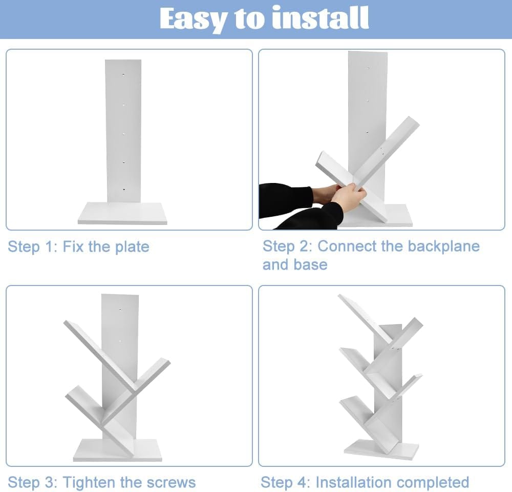 5 Tier Bookshelf Storage Rack White 17x60x27cm