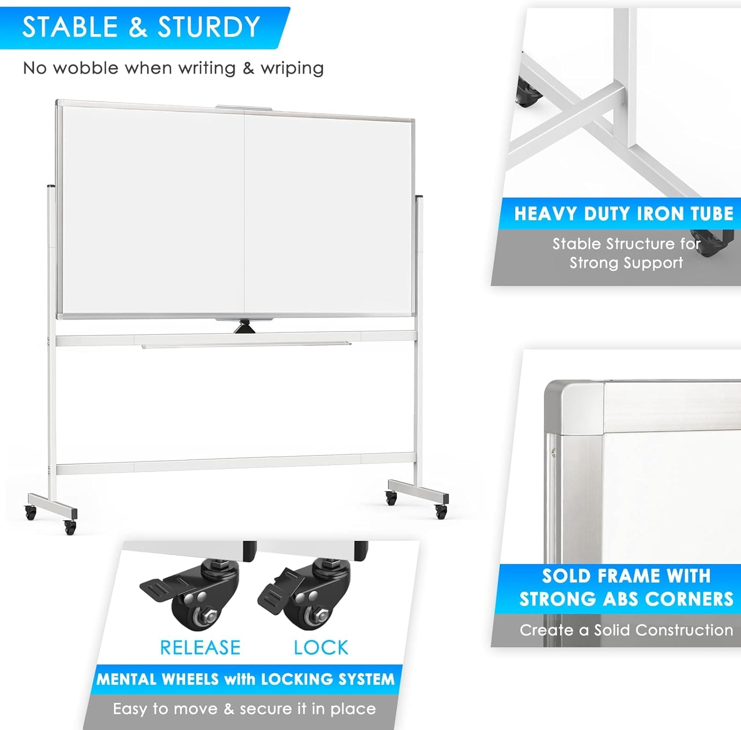 Magnetic Whiteboard 120x90cm Mobile
