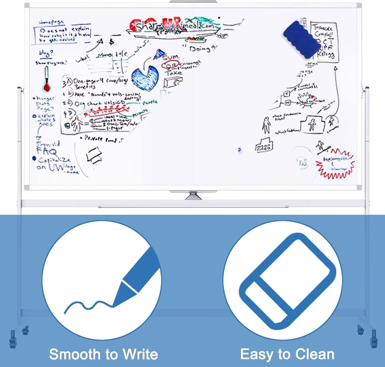 Magnetic Whiteboard 120x90cm Mobile