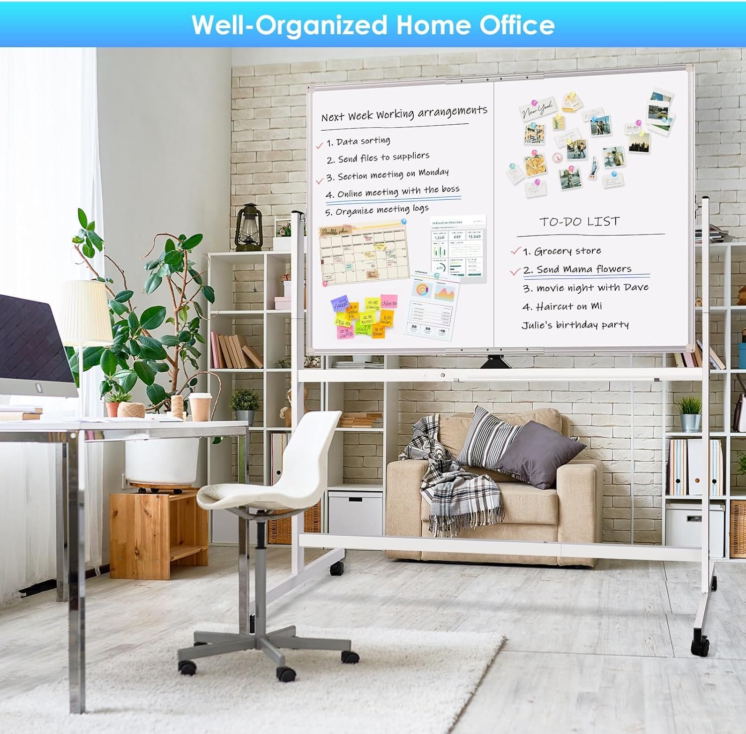 Magnetic Whiteboard 120x90cm Mobile
