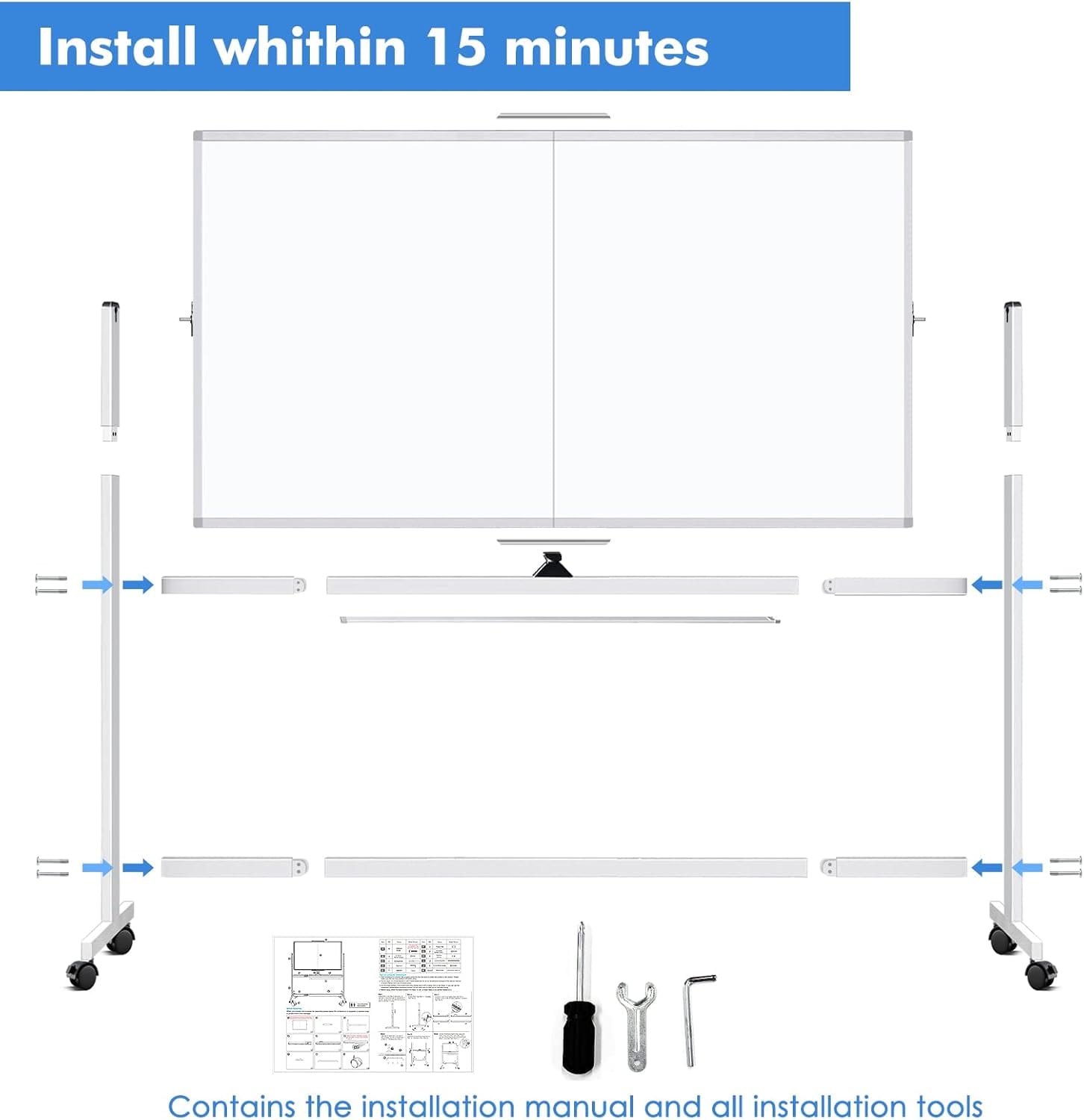 Magnetic Whiteboard 120x90cm Mobile