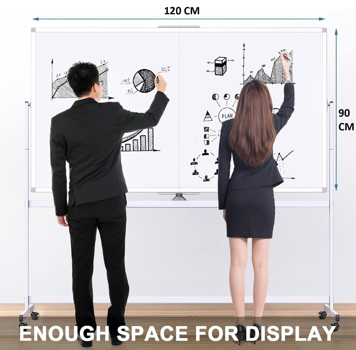 Magnetic Whiteboard 120x90cm Mobile
