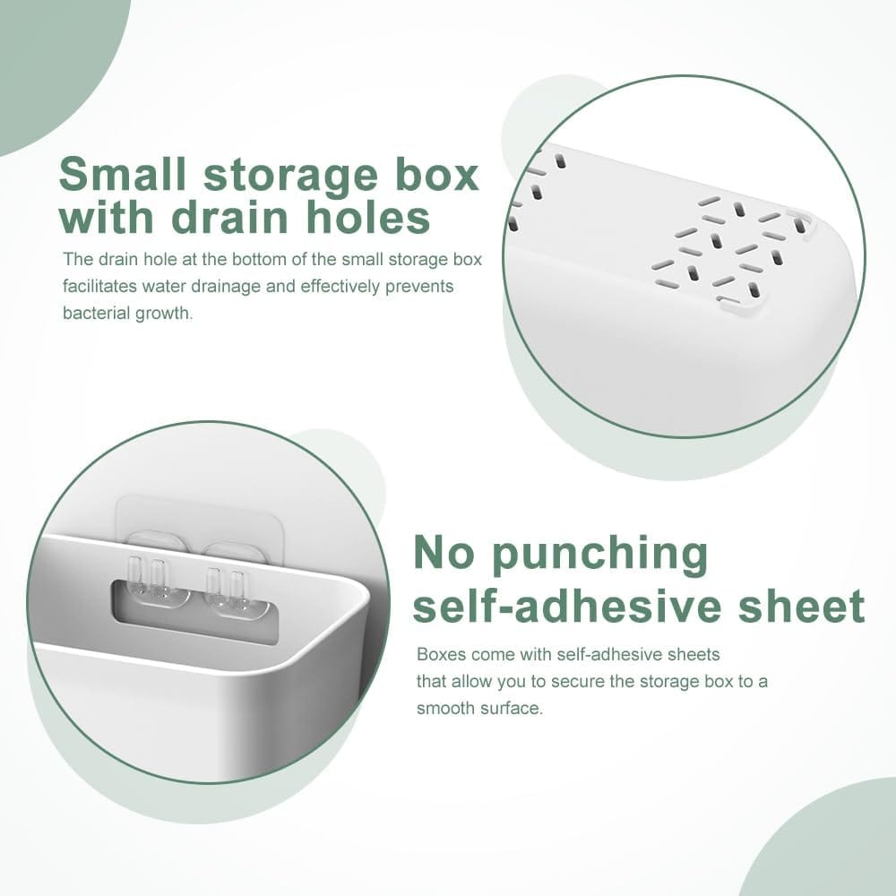 Waterproof Plastic Office - CARLA HOME 4-Pack Self-Adhesive Wall Storage Box For Cabinet Doors, Kitchen, Bathroom & 15x11x6cm