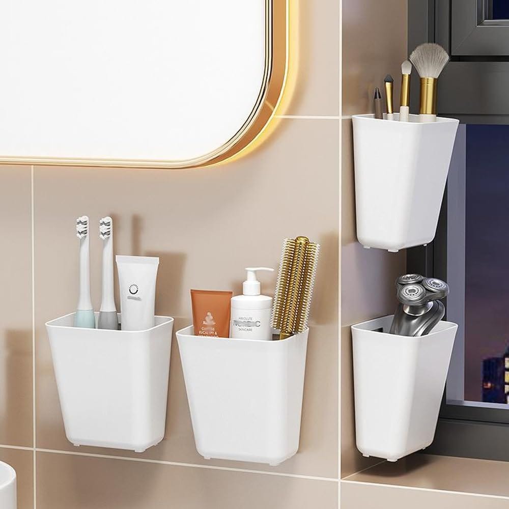 Waterproof Plastic Office - CARLA HOME 4-Pack Self-Adhesive Wall Storage Box For Cabinet Doors, Kitchen, Bathroom & 15x11x6cm