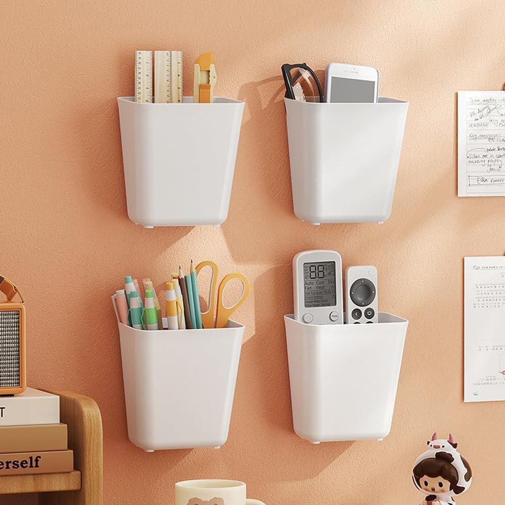 Waterproof Plastic Office - CARLA HOME 4-Pack Self-Adhesive Wall Storage Box For Cabinet Doors, Kitchen, Bathroom & 15x11x6cm