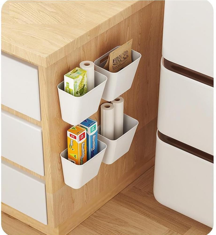 Waterproof Plastic Office - CARLA HOME 4-Pack Self-Adhesive Wall Storage Box For Cabinet Doors, Kitchen, Bathroom & 15x11x6cm