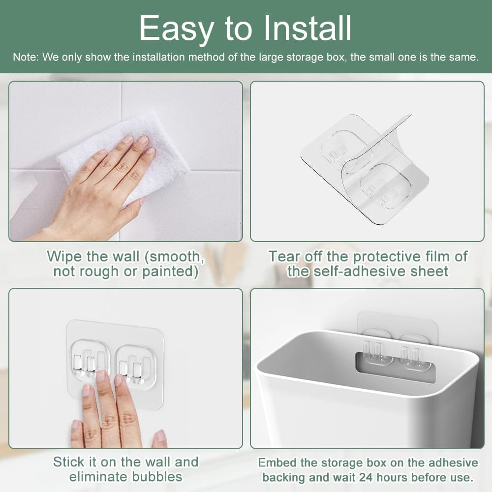 Waterproof Plastic Office - CARLA HOME 4-Pack Self-Adhesive Wall Storage Box For Cabinet Doors, Kitchen, Bathroom & 15x11x6cm