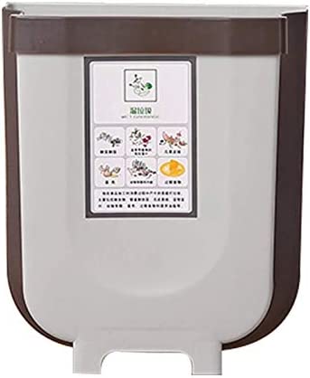 Garbage Waste - Hanging Trash Can Collapsible Small Bin For Kitchen Cabinet Door (Grey)