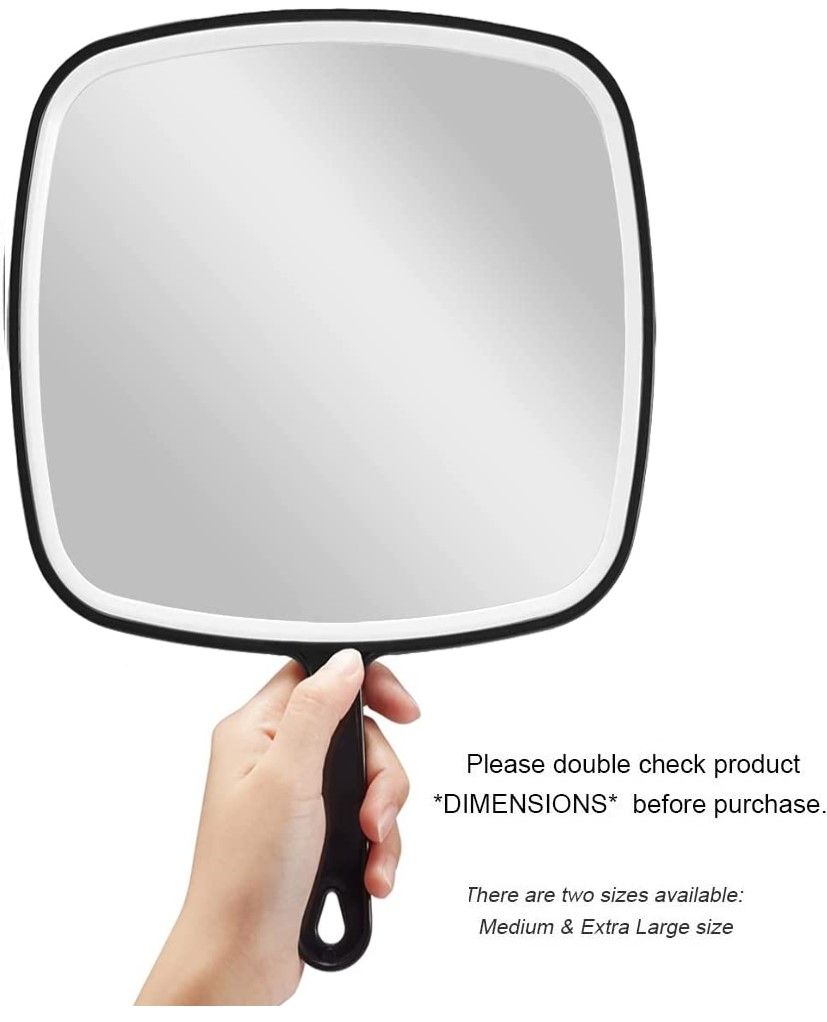 Extra Large Black Handheld Mirror With Handle (31,5 X 23 Cm), 23 Cm