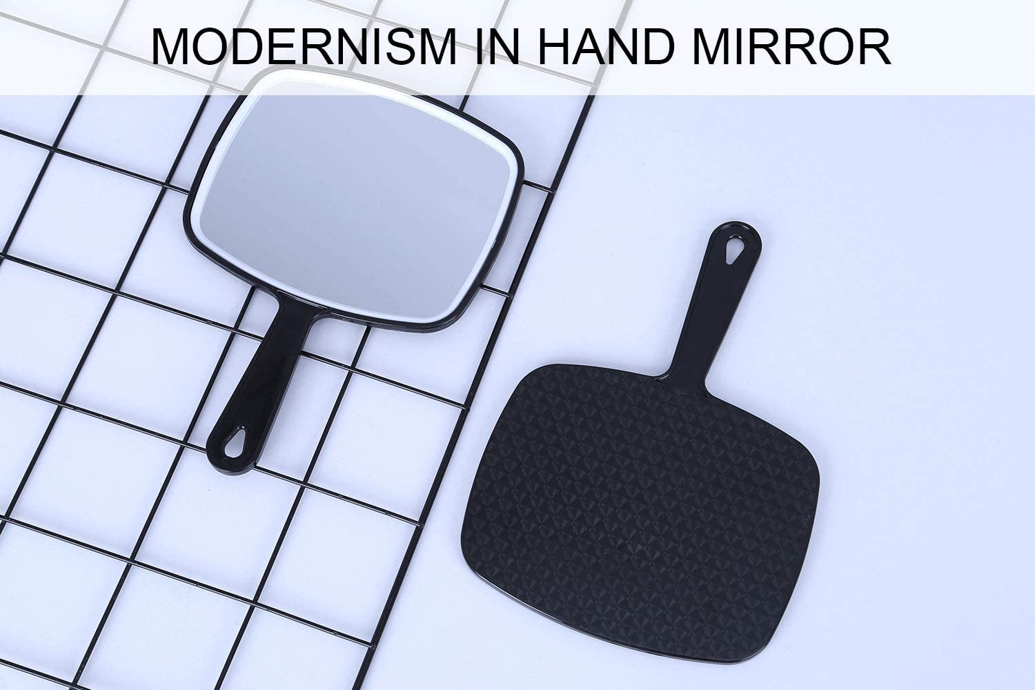 23 Cm - Extra Large Black Handheld Mirror With Handle (31,5 X 23 Cm)