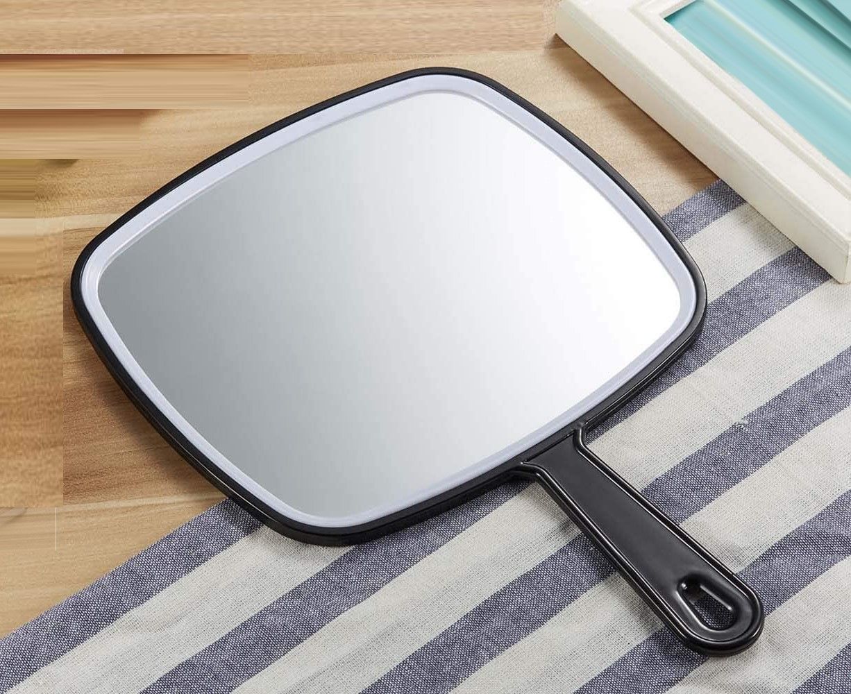 Extra Large Black Handheld Mirror With Handle (31,5 X 23 Cm) | Black colour