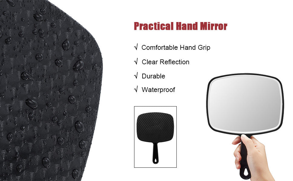 Extra Large Black Handheld Mirror With Handle (31,5 X 23 Cm) | Makeup Mirrors