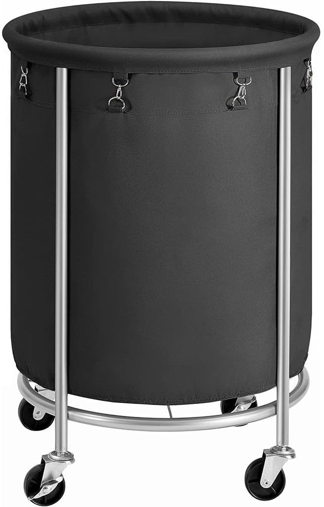 Steel finish - Steel Frame Laundry Basket Wheels, Black