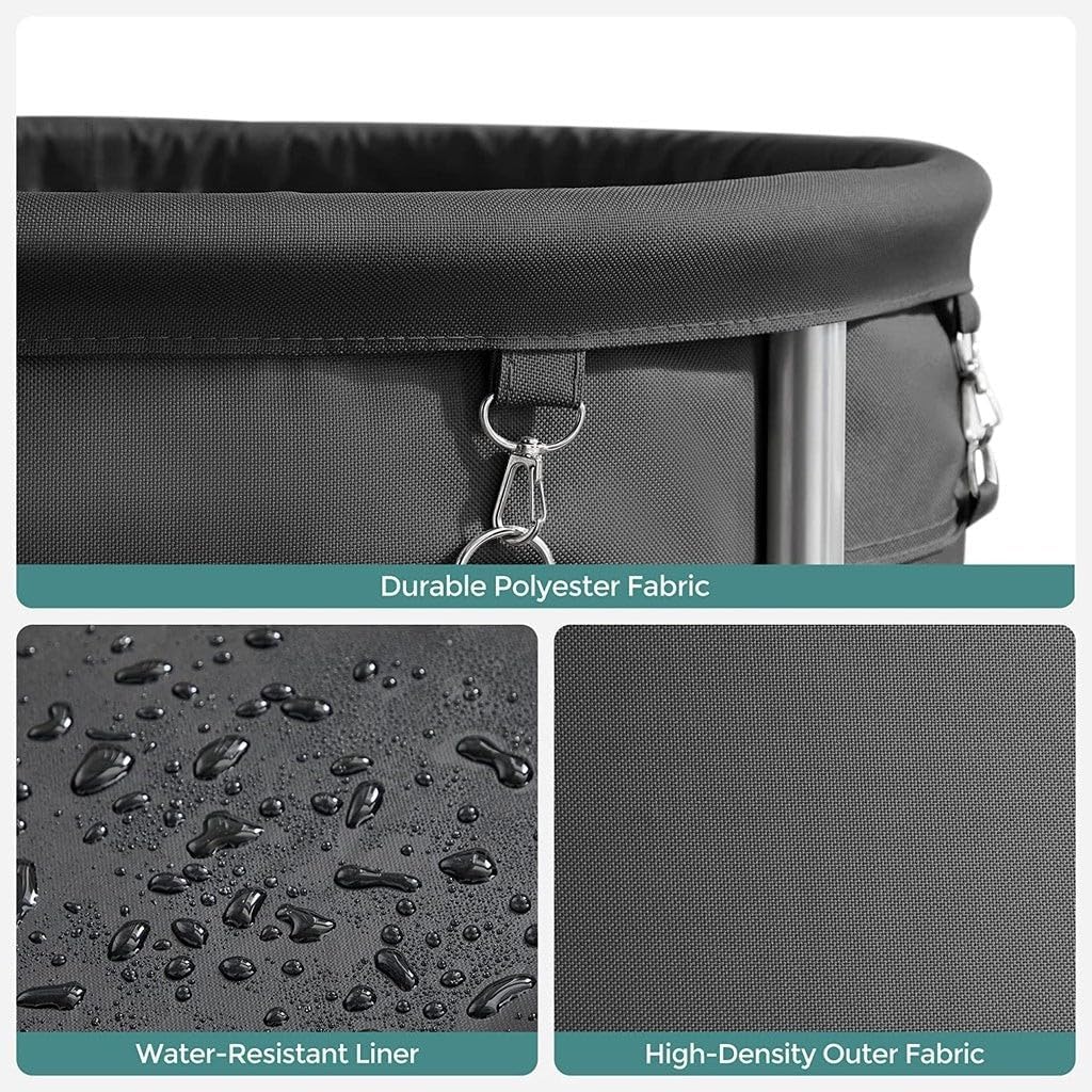 Steel Frame Laundry Basket Wheels, Black | Black colour