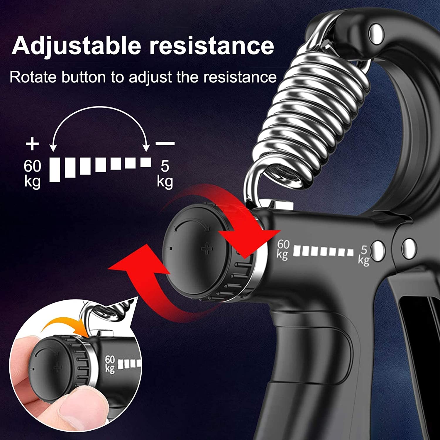 5 Pack Adjustable Resistance Hand Gripper Exerciser Workout