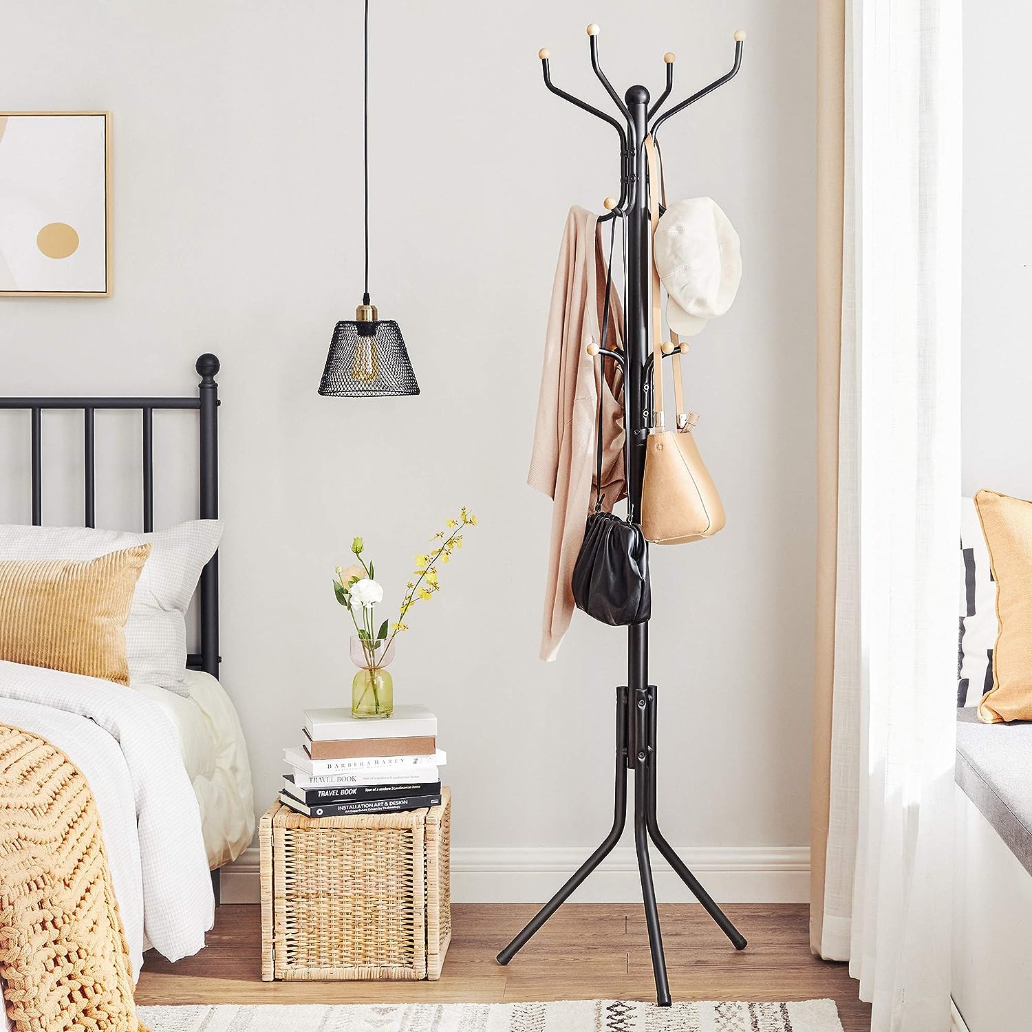 Metal Coat Rack Stand Hat Hanger, Black, 182Cm | 182Cm