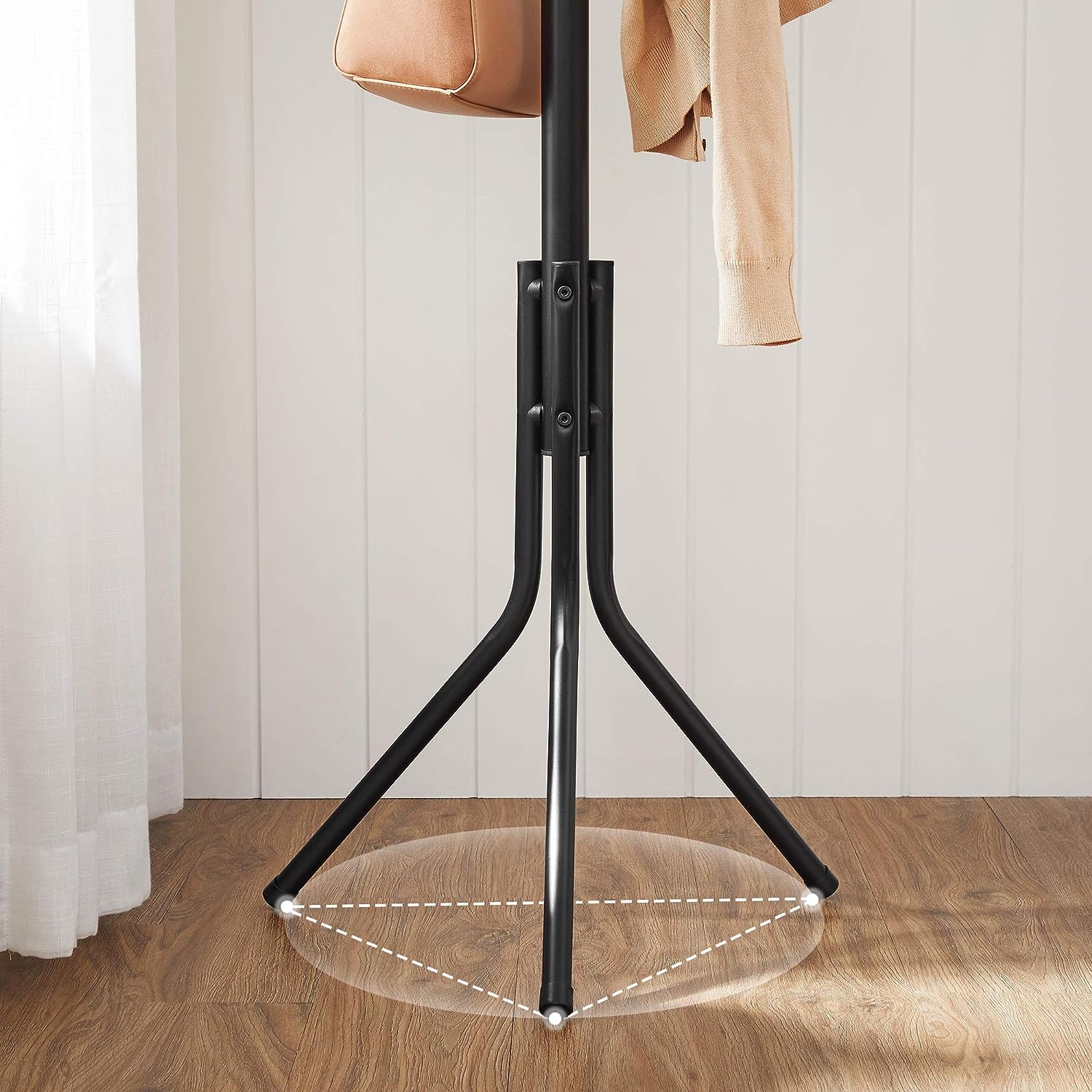 Metal Coat Rack Stand Hat Hanger, Black, 182Cm, Metal finish