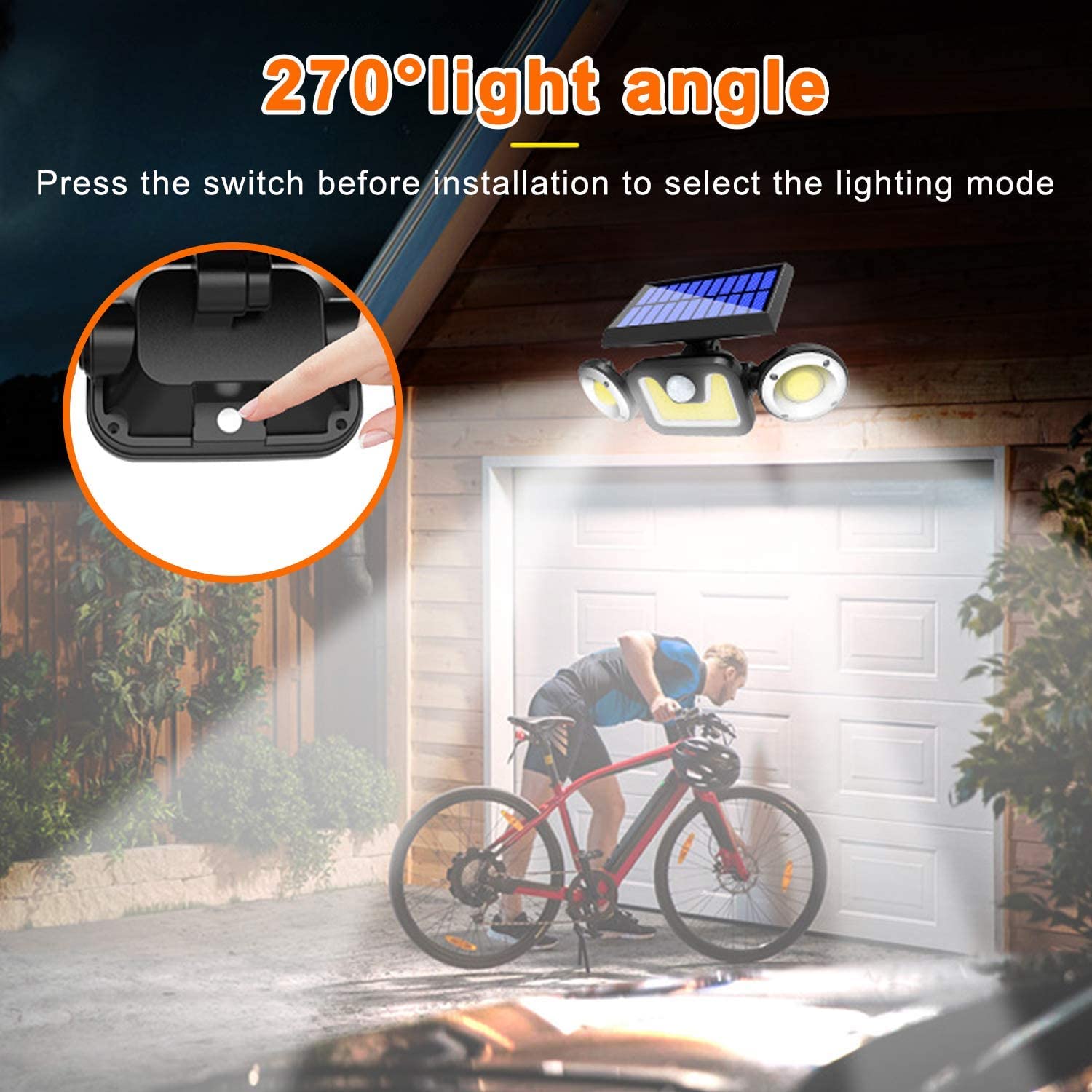 Outdoor Lights - Outdoor Solar Lights With 3 Adjustable Head For Porch Garden Patio