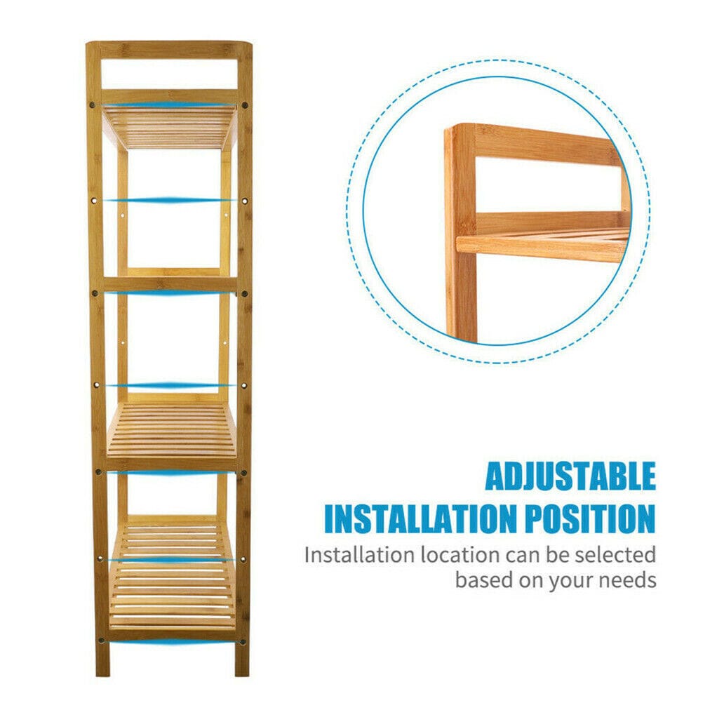 Bamboo 4 Tier Shelf Unit 26.46x9.84x38.97cm