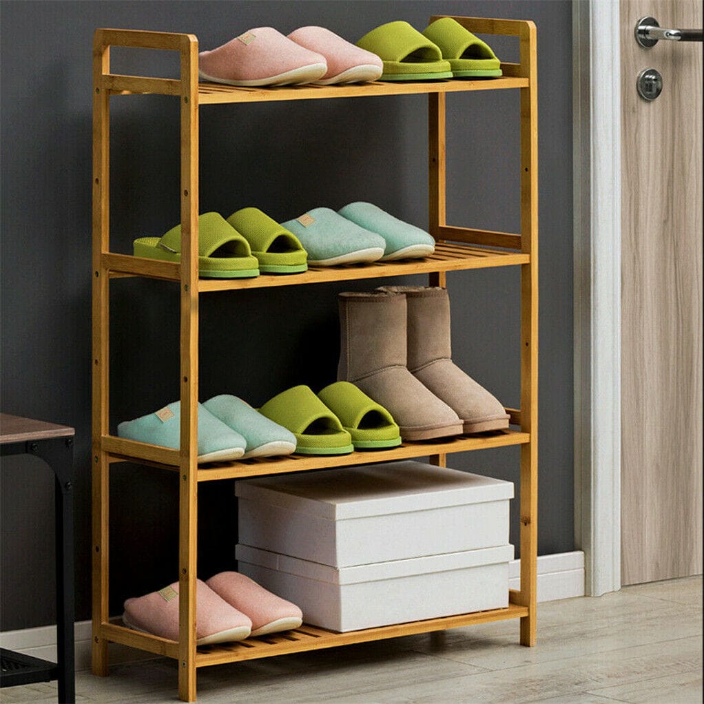 Bamboo 4 Tier Shelf Unit 26.46x9.84x38.97cm