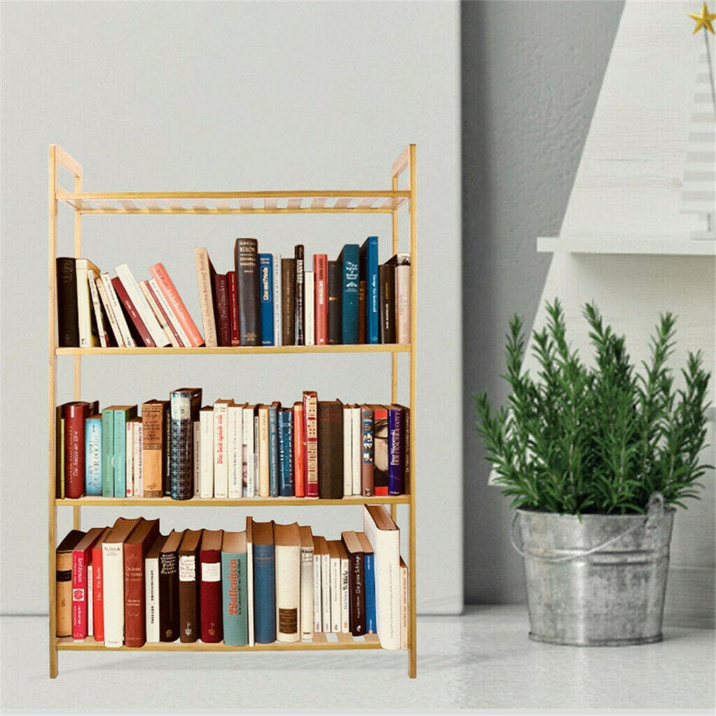Bamboo 4 Tier Shelf Unit 26.46x9.84x38.97cm