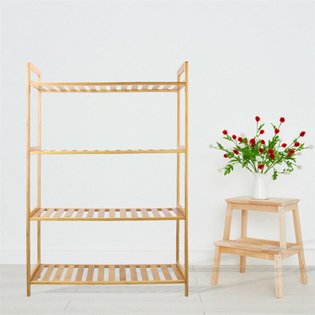 Bamboo 4 Tier Shelf Unit 26.46x9.84x38.97cm