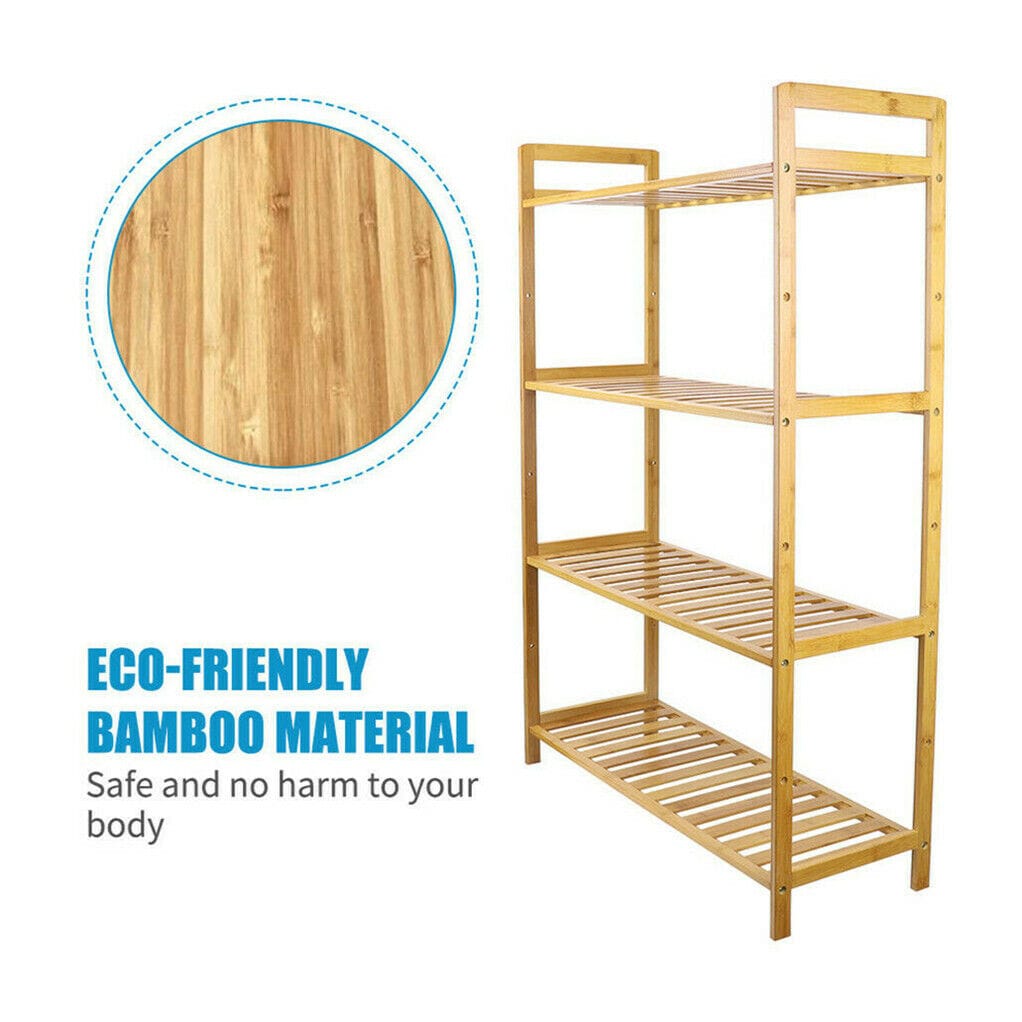 Bamboo 4 Tier Shelf Unit 26.46x9.84x38.97cm