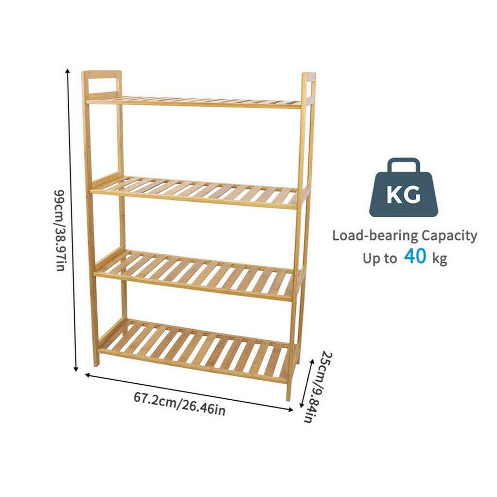 Bamboo 4 Tier Shelf Unit 26.46x9.84x38.97cm