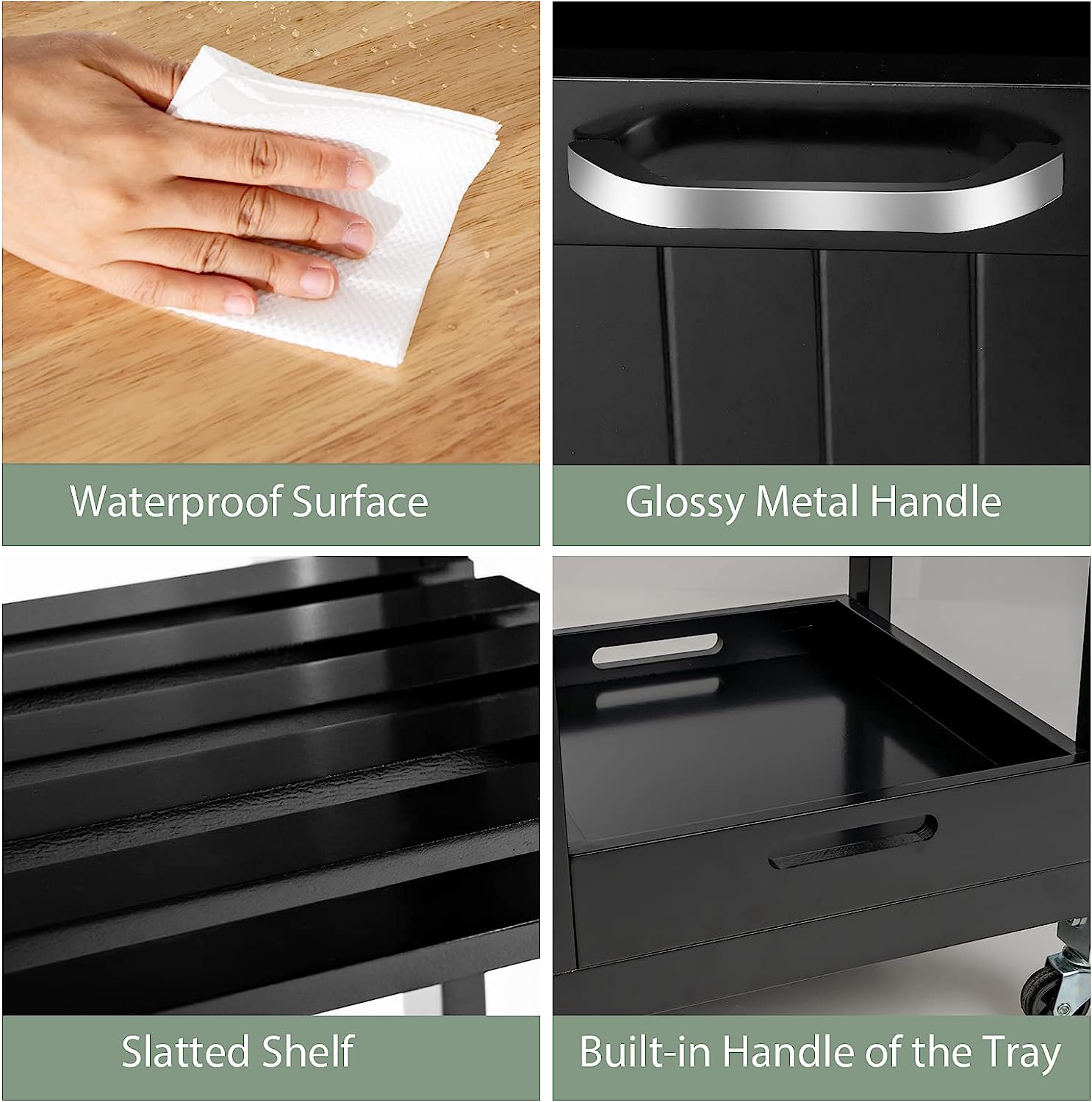 Kitchen Island Cart With Storage, Drawers, Shelves