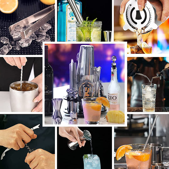 Cocktail Shaker Set Boston 23-Piece Stainless Steel, Bar Tools For Drink Mixing | Pieces Professional