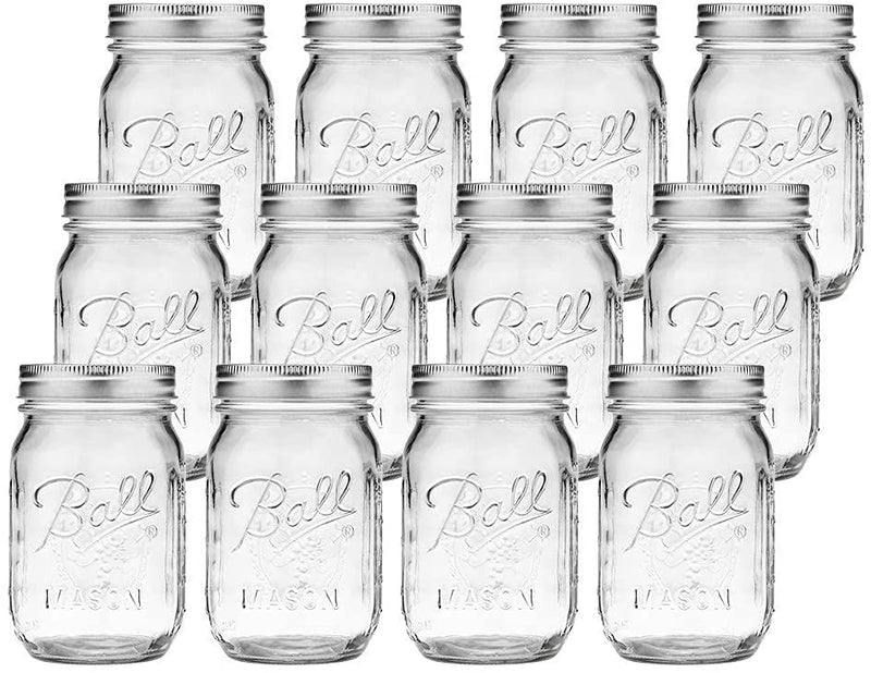 12 Pieces Canning Jars - 480ml Mason Jar Empty Glass Spice