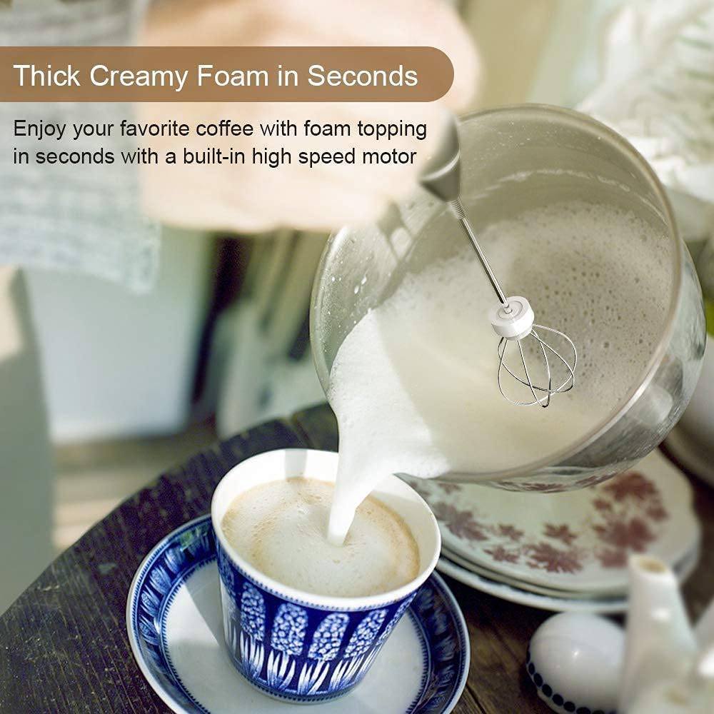 Rechargeable Electric Milk Frother Handheld 3 Speed USB Foam Maker Black