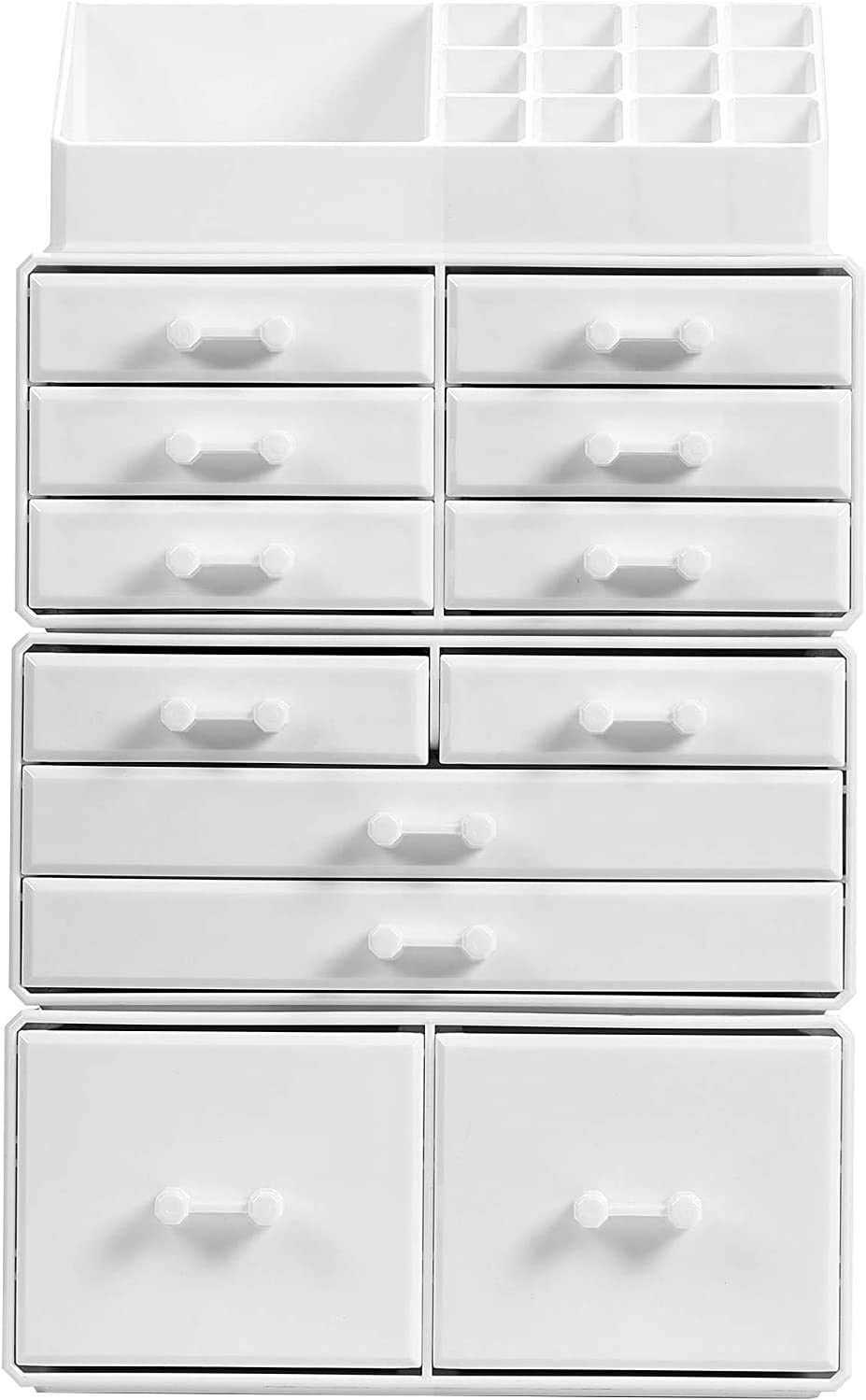 White colour - Makeup Cosmetic Organizer Storage With 12 Drawers Display Boxes (White)