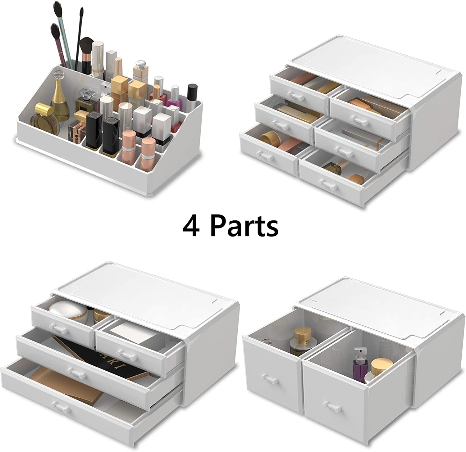 Makeup Organisation & Storage - Makeup Cosmetic Organizer Storage With 12 Drawers Display Boxes (White)