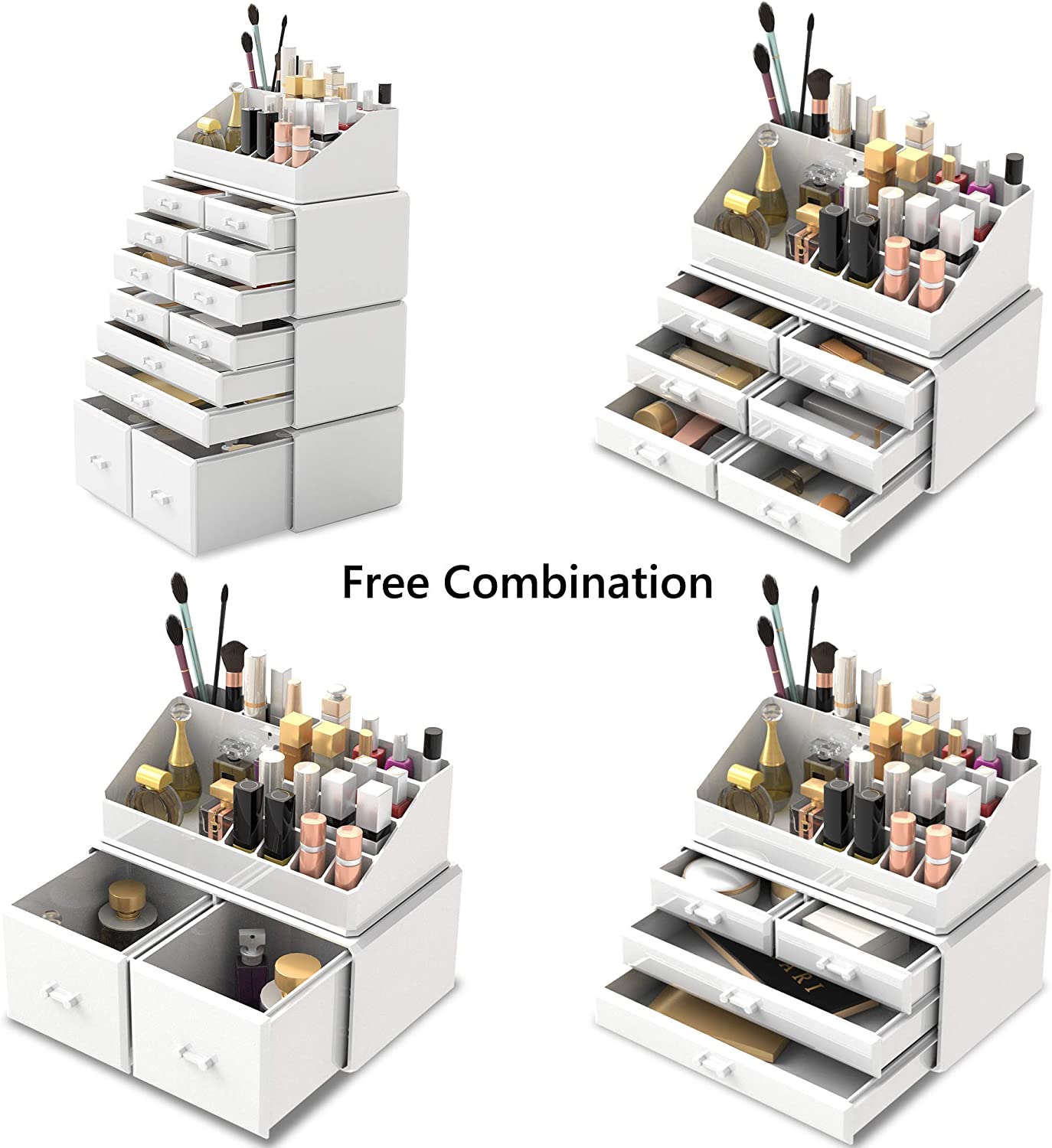 Makeup Cosmetic Organizer Storage With 12 Drawers Display Boxes (White) | Makeup Organisation & Storage