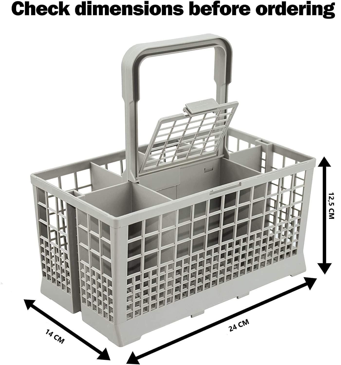 Dishwashers - Universal Dishwasher Cutlery Basket 7 Compartments Handle Lid 24cm