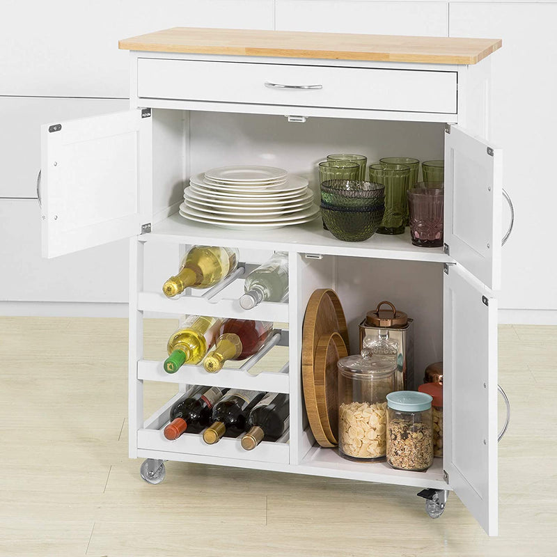 Kitchen Trolley with Wine Racks Serving Cart for Bar Dining