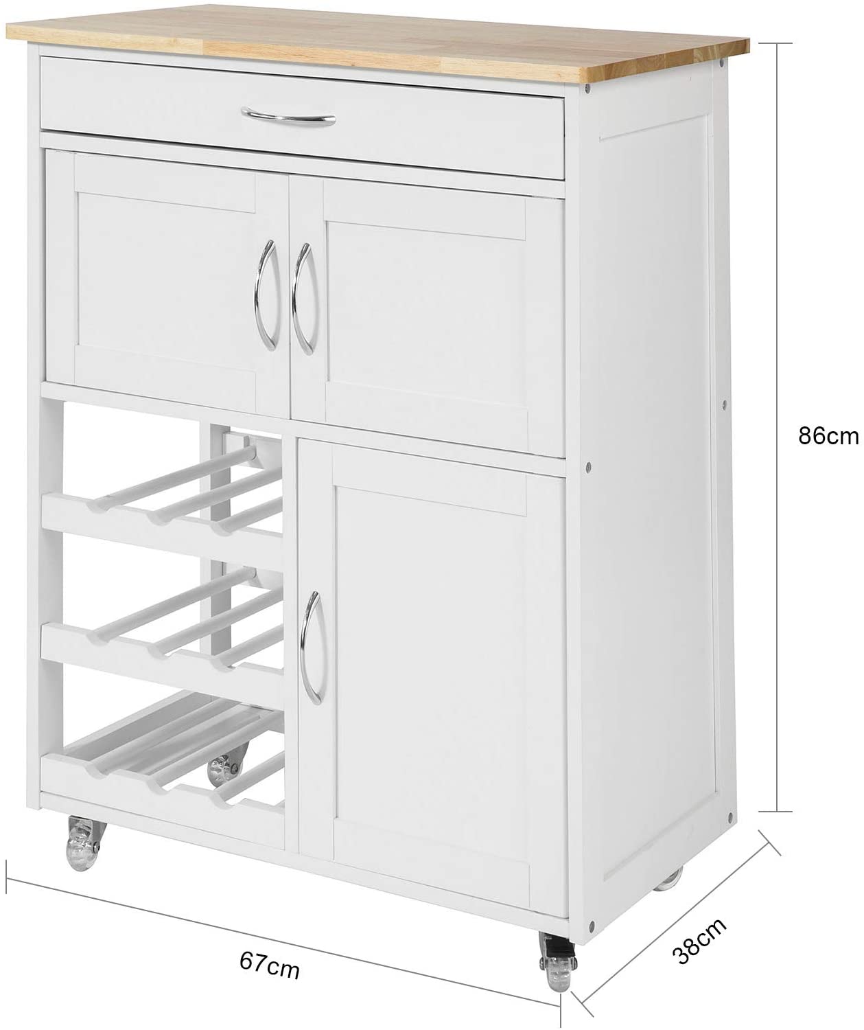 Bar Dining - Kitchen Trolley With Wine Racks, Portable Workbench And Serving Cart