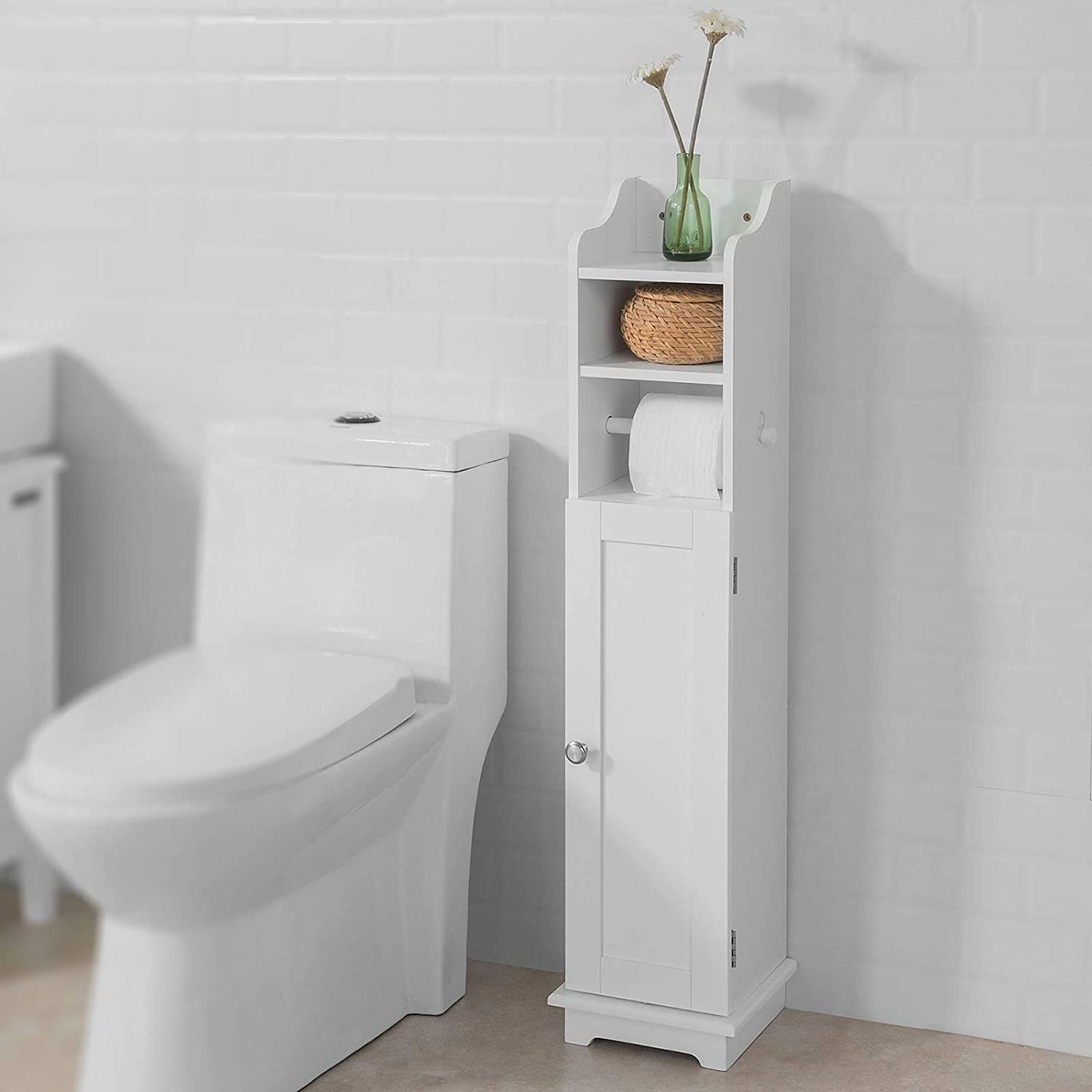 Toilet Paper Holder With Storage, Freestanding Cabinet, Toilet Brush Holder - Bathroom Cabinets, Cupboards & - photo 9