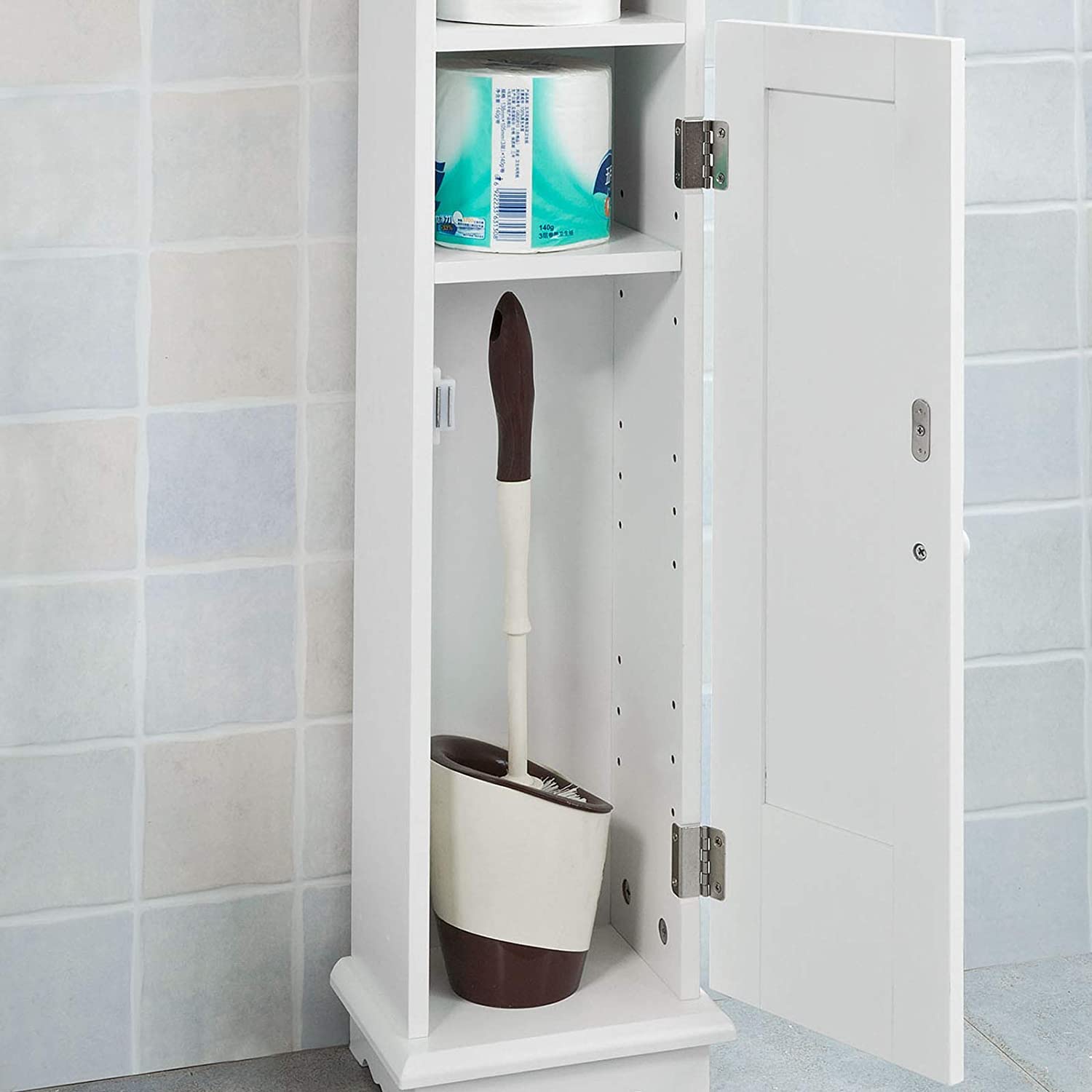Bathroom Cabinets, Cupboards & Storage - Toilet Paper Holder With Storage, Freestanding Cabinet, Toilet Brush Holder