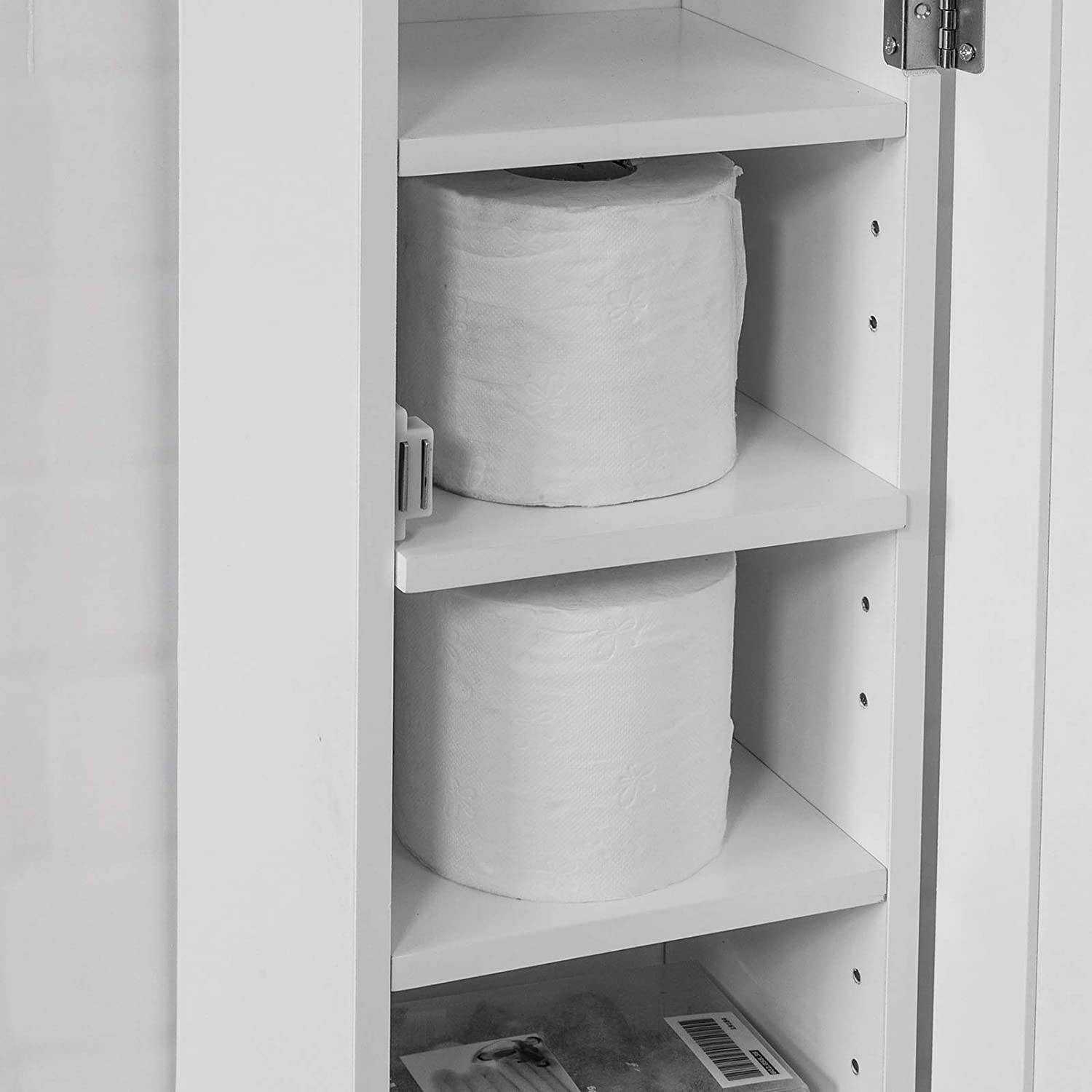 Toilet Paper Holder With Storage, Freestanding Cabinet, Toilet Brush Holder with Bathroom Cabinets, Cupboards & Storage