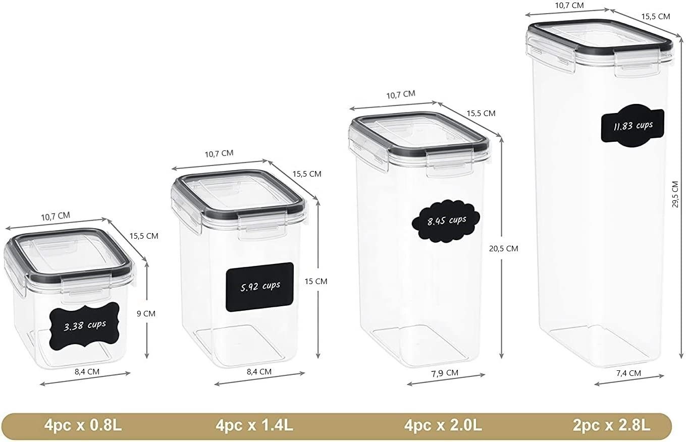 7 Pieces Plastic Bpa Free Food Storage Containers For Kitchen (Black) | Food Storage