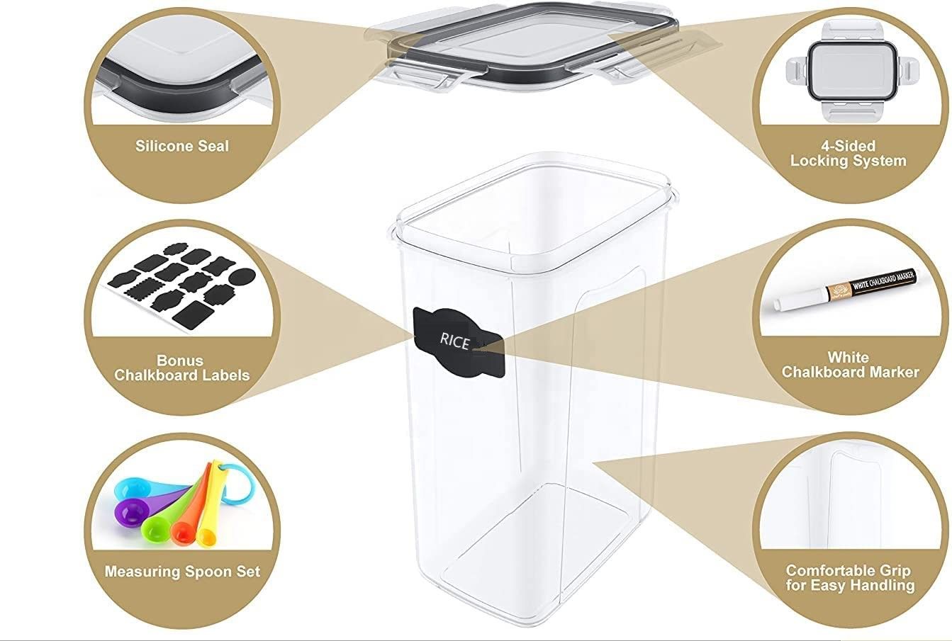 7 Pieces Plastic Bpa Free Food Storage Containers For Kitchen (Black) | Black colour