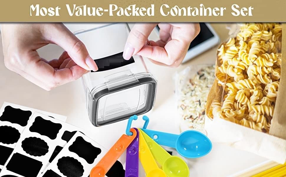 Food Storage - 7 Pieces Plastic Bpa Free Food Storage Containers For Kitchen (Black)