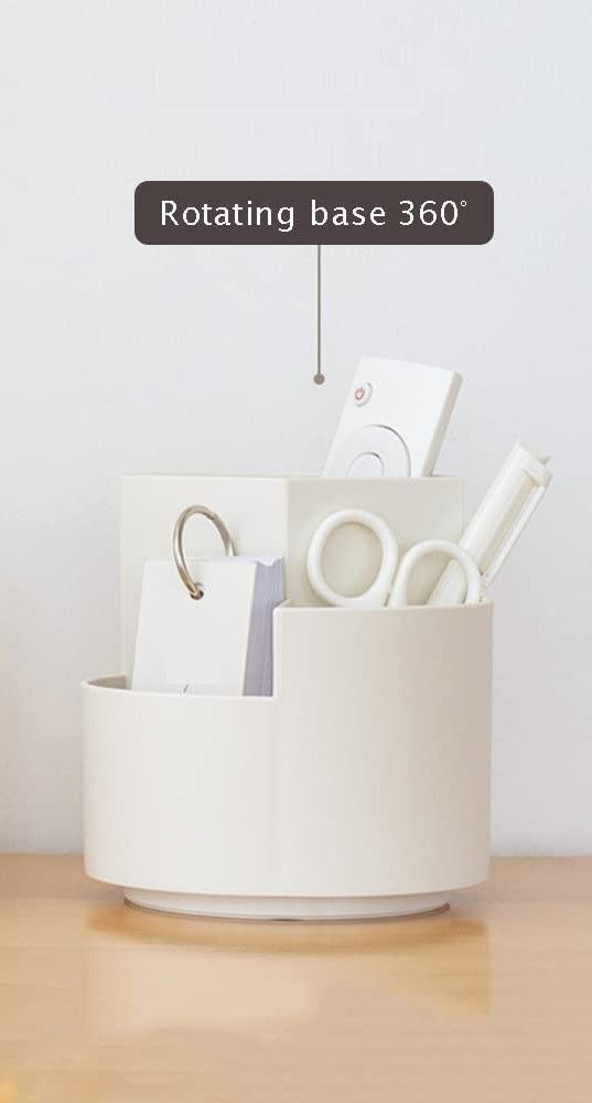 360 degree rotating multi-functional pen holder with 3 separate layer Grey, Grey colour