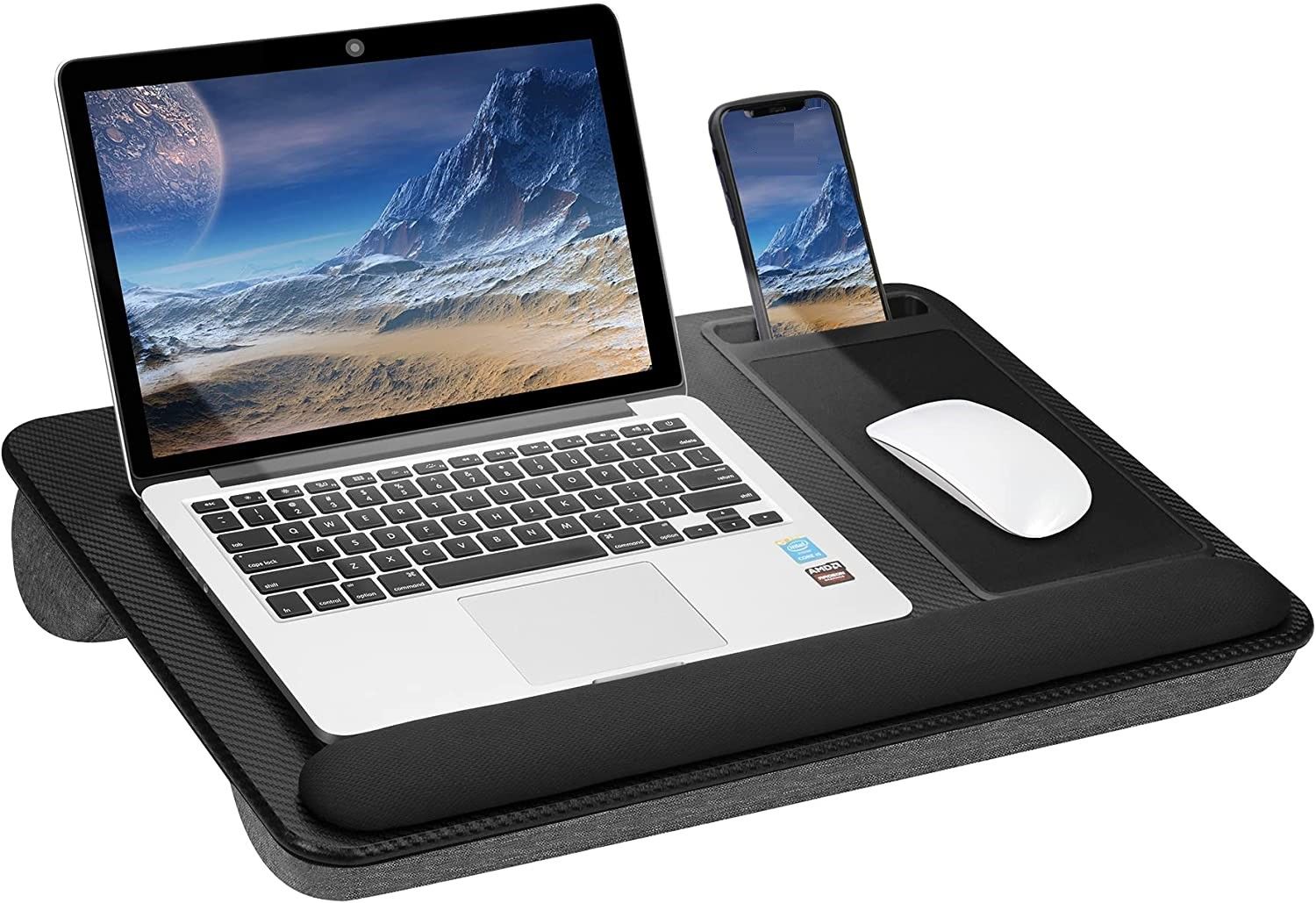 Black colour - Portable Laptop Desk With Device Ledge, Mouse Pad (Black, 43Cm)